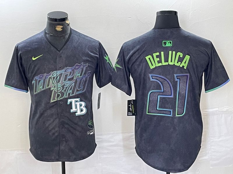 Men Tampa Bay Rays #21 Deluca Black City Edition Nike 2024 MLB Jersey style 5